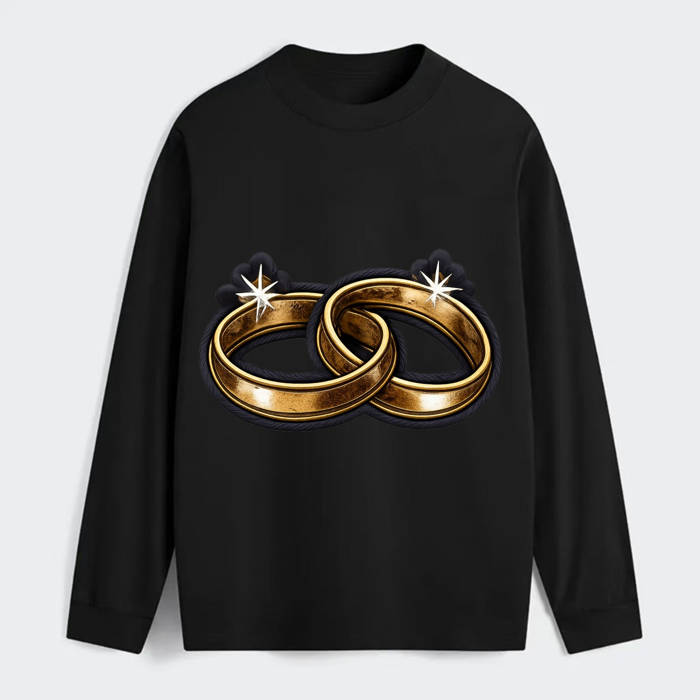 WEDDING RINGS - interlocked bands in gold , marriage - Classic Long Sleeve Shirt - Black