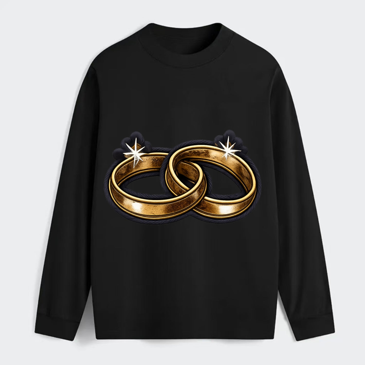 WEDDING RINGS - interlocked bands in gold , marriage - Classic Long Sleeve Shirt - Black