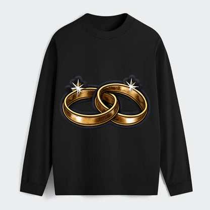 WEDDING RINGS - interlocked bands in gold , marriage - Classic Long Sleeve Shirt - Black