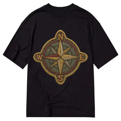 Compass rose with cardinal directions - explorer symbol - Classic T-shirt - Black