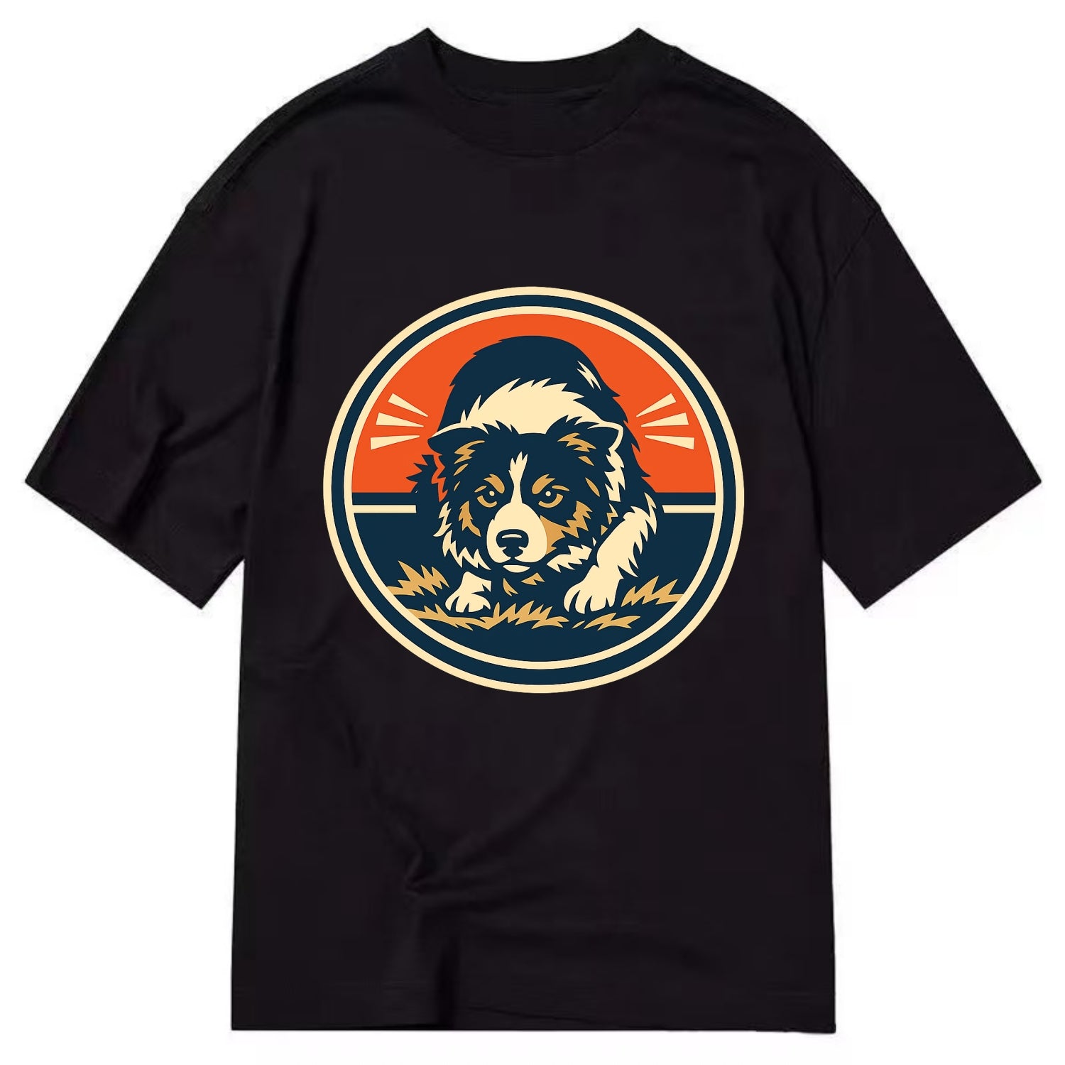 Focused Border Collie Emblem - Classic T-shirt - Black