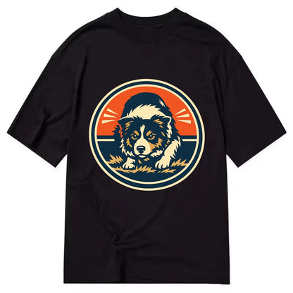 Focused Border Collie Emblem - Classic T-shirt - Black