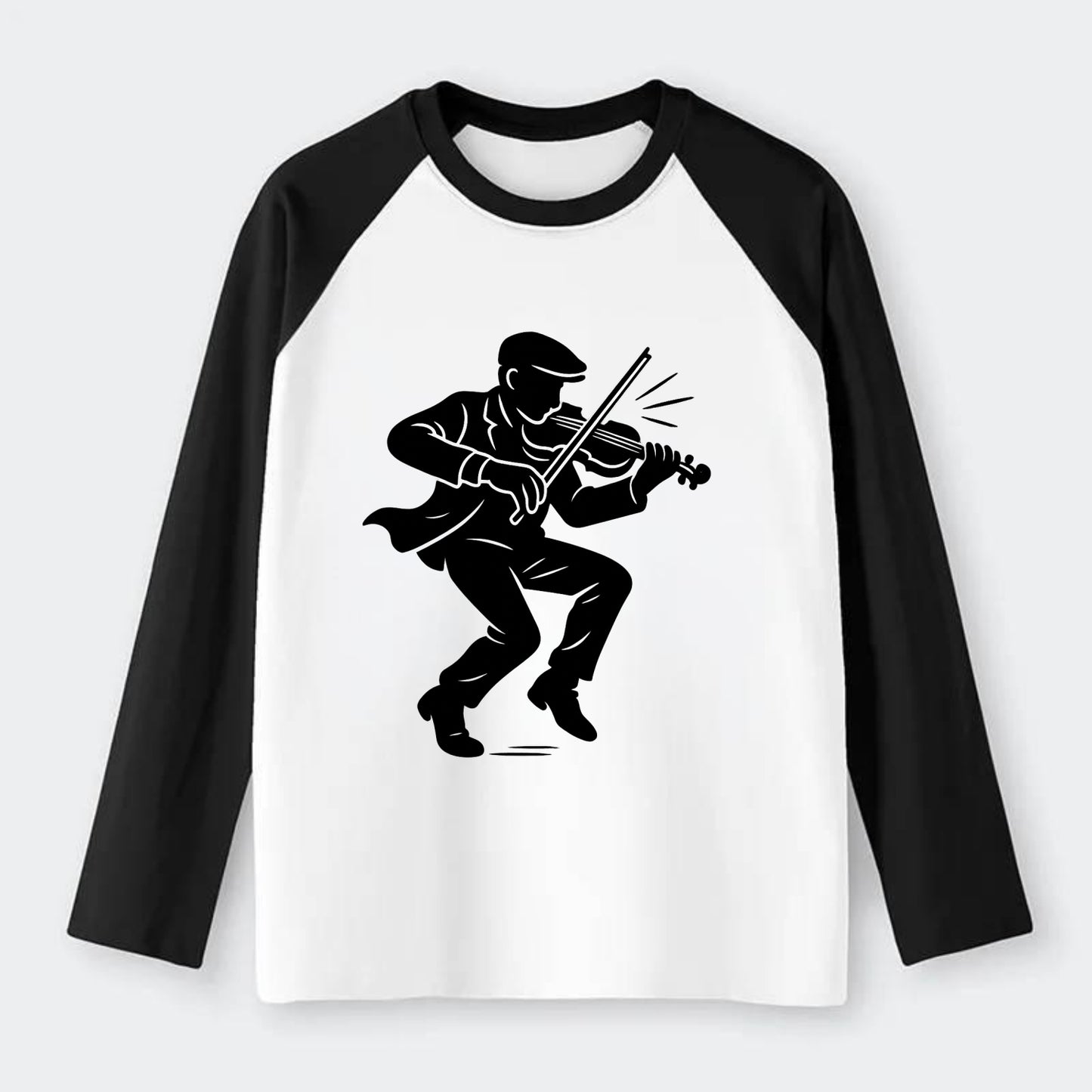 Irish folk musician traditional jig - Raglan Long Sleeve T-Shirt - Black