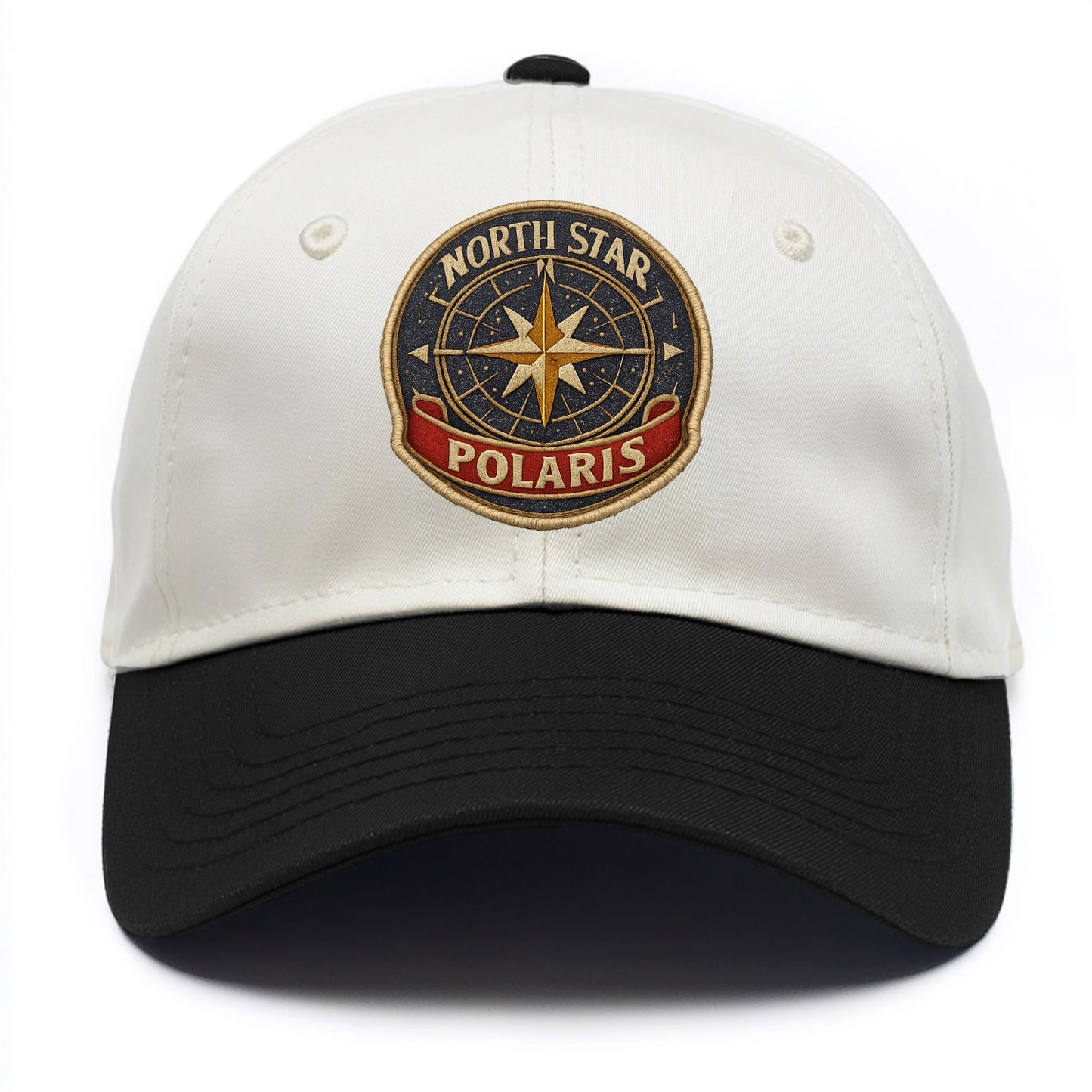 NORTH STAR POLARIS - guiding star in gold and white , navigation - Two Tone Cap - Black