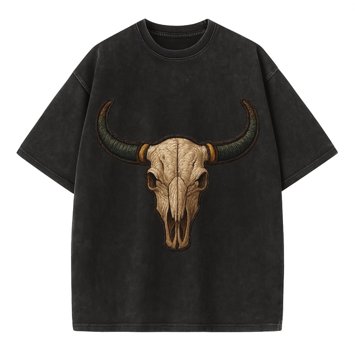 Bull Skull  - Vintage T-shirt - Black