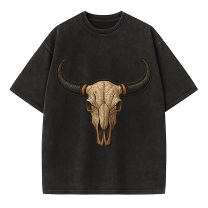 Bull Skull  - Vintage T-shirt - Black