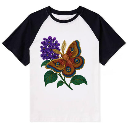 Polyphemus Moth - Contrast Raglan T-shirt - Black