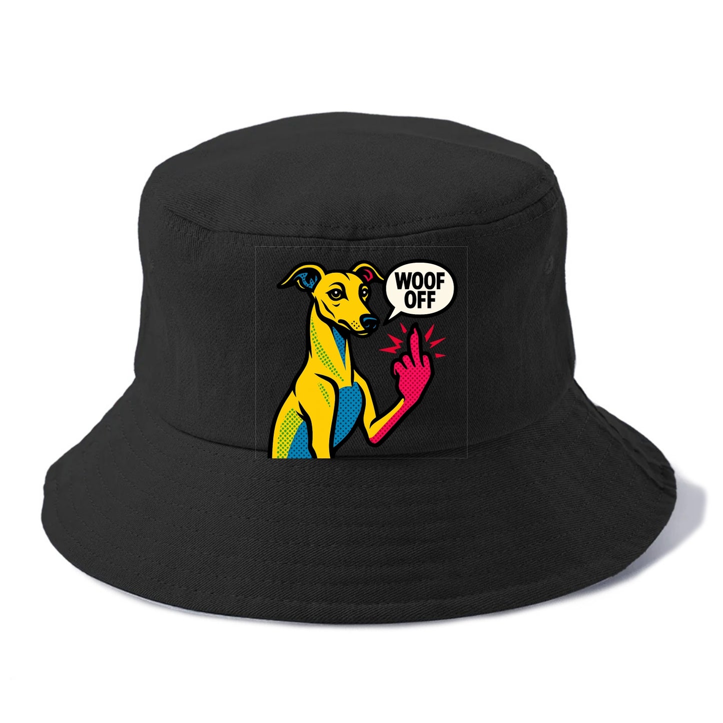 Whippet sleek athletic greyhound-like, elegant long paw giving sass - Bucket Hat - Black