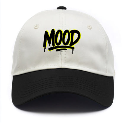 Bold typography design - "MOOD" - current state, feeling it - Two Tone Cap - Black