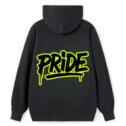 Bold typography design - "PRIDE" - dignified satisfaction, honor - Classic Pullover Hoodie - Black