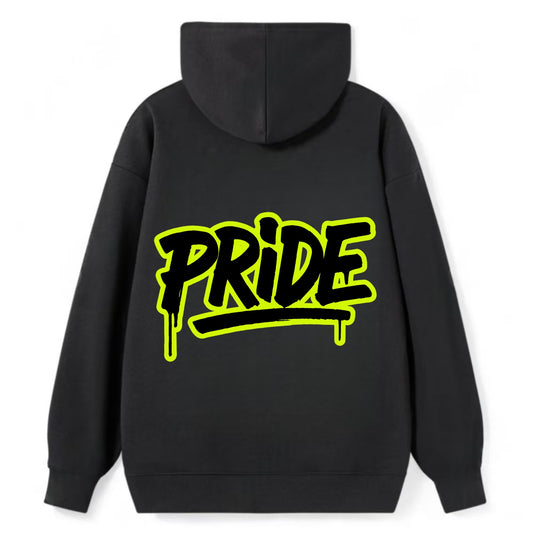 Bold typography design - "PRIDE" - dignified satisfaction, honor - Classic Pullover Hoodie - Black