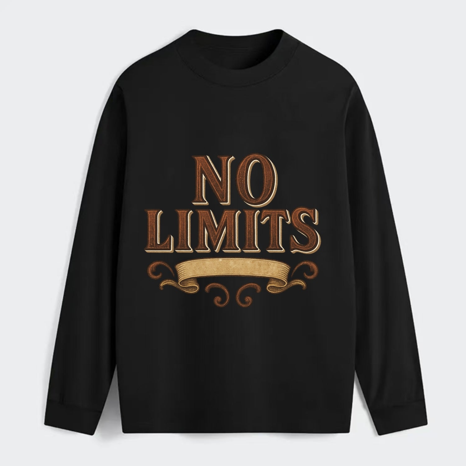 Bold typography design - "NO LIMITS" - boundless potential - Classic Long Sleeve Shirt - Black