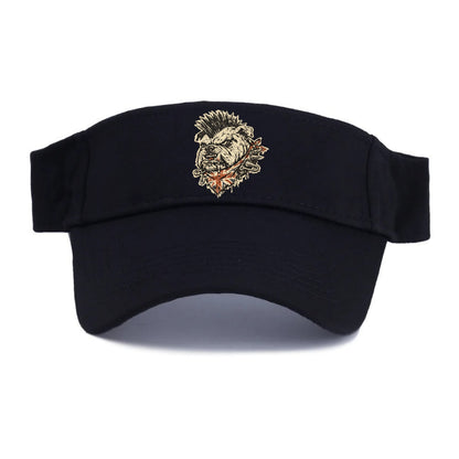 PUNK BULLDOG | British bulldog with mohawk | Safety pins through collar | Union Jack - Visor - Black