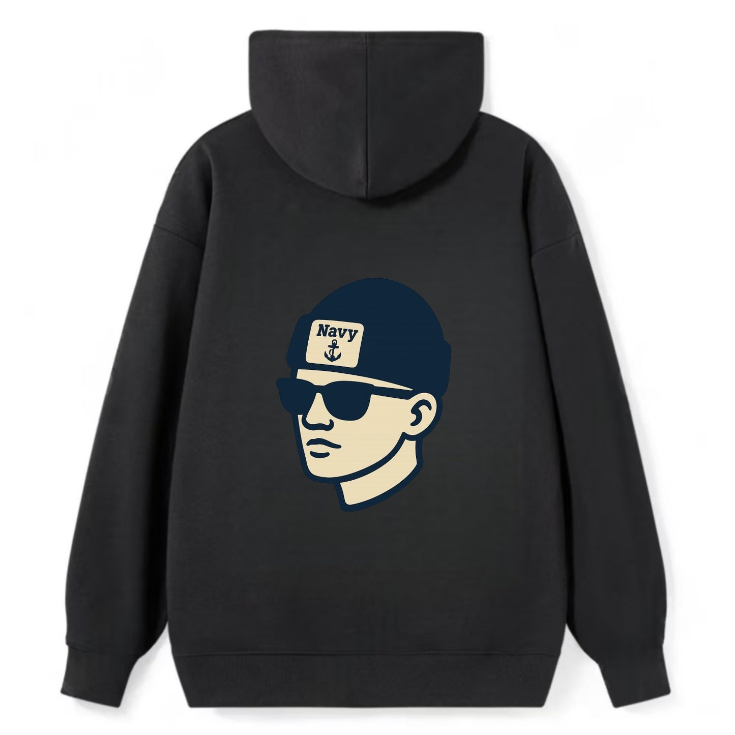 Annapolis Midshipman wearing Navy beanie with anchor patch - Classic Pullover Hoodie - Black