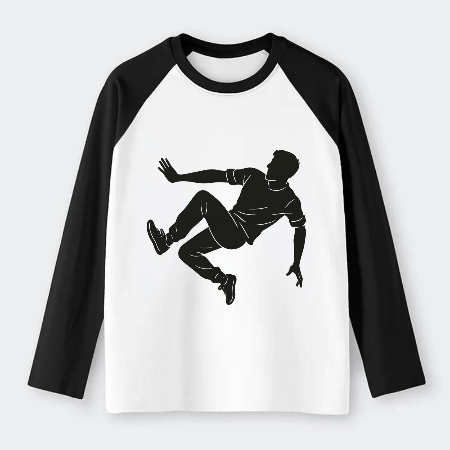 Parkour athlete wall run - Raglan Long Sleeve T-Shirt - Black