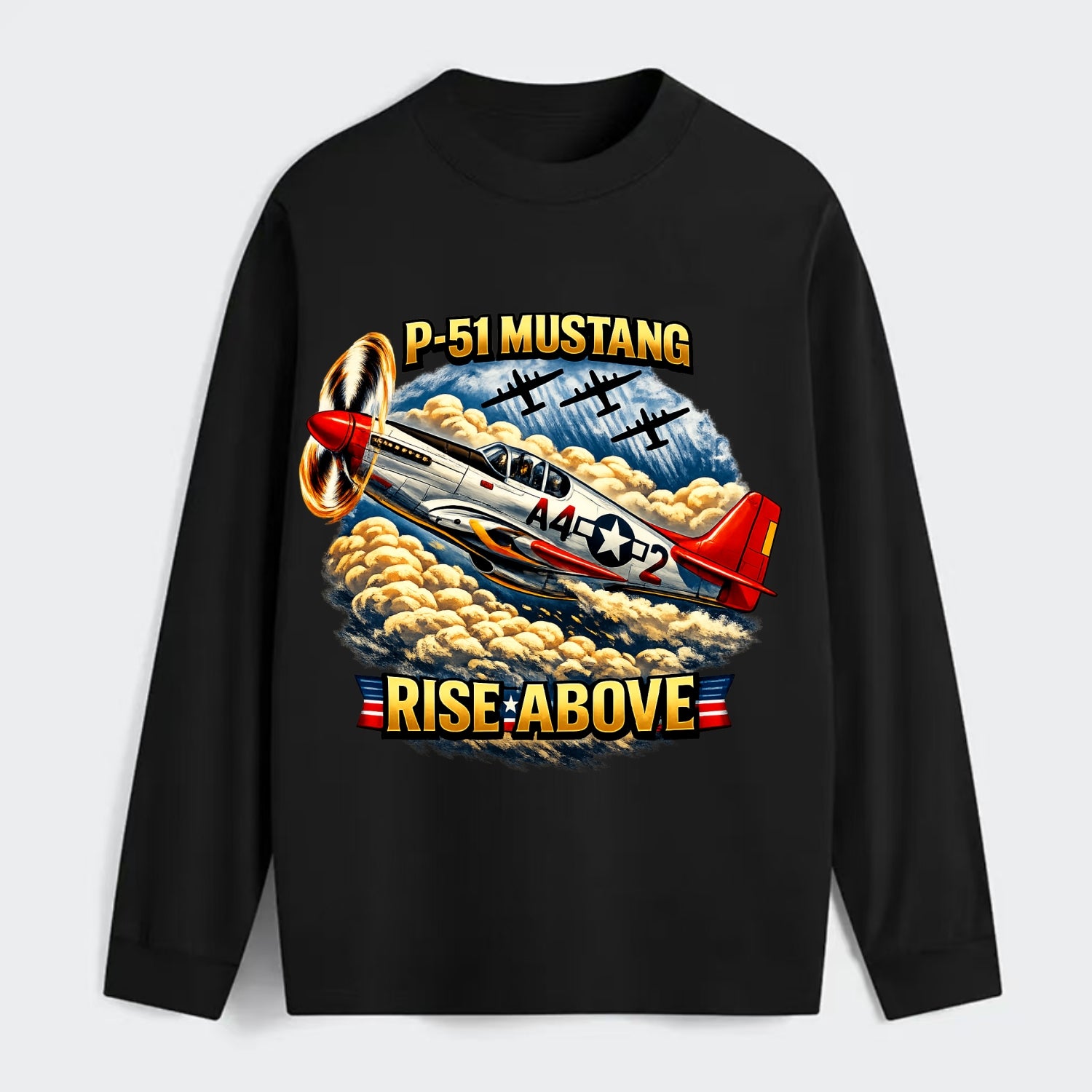 P 51 Mustang Rise Above - Classic Long Sleeve Shirt - Black