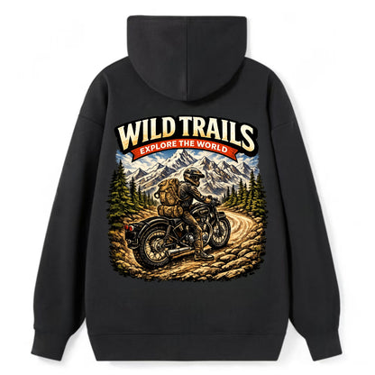 Wild Trails Explorer - Classic Pullover Hoodie - Black