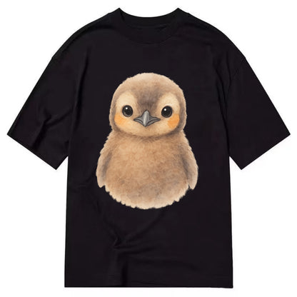 Baby King Penguin - orange cheek patches, fluffy brown, large eyes, front-facing, - Classic T-shirt - Black