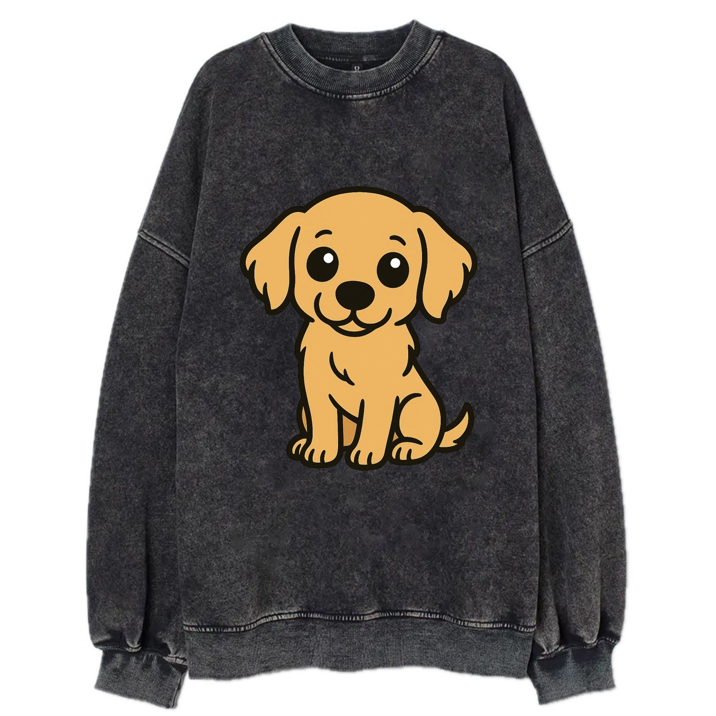 Golden Retriever - Head tilt curious pose - Vintage Sweatshirt - Black