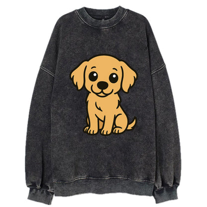 Golden Retriever - Head tilt curious pose - Vintage Sweatshirt - Black