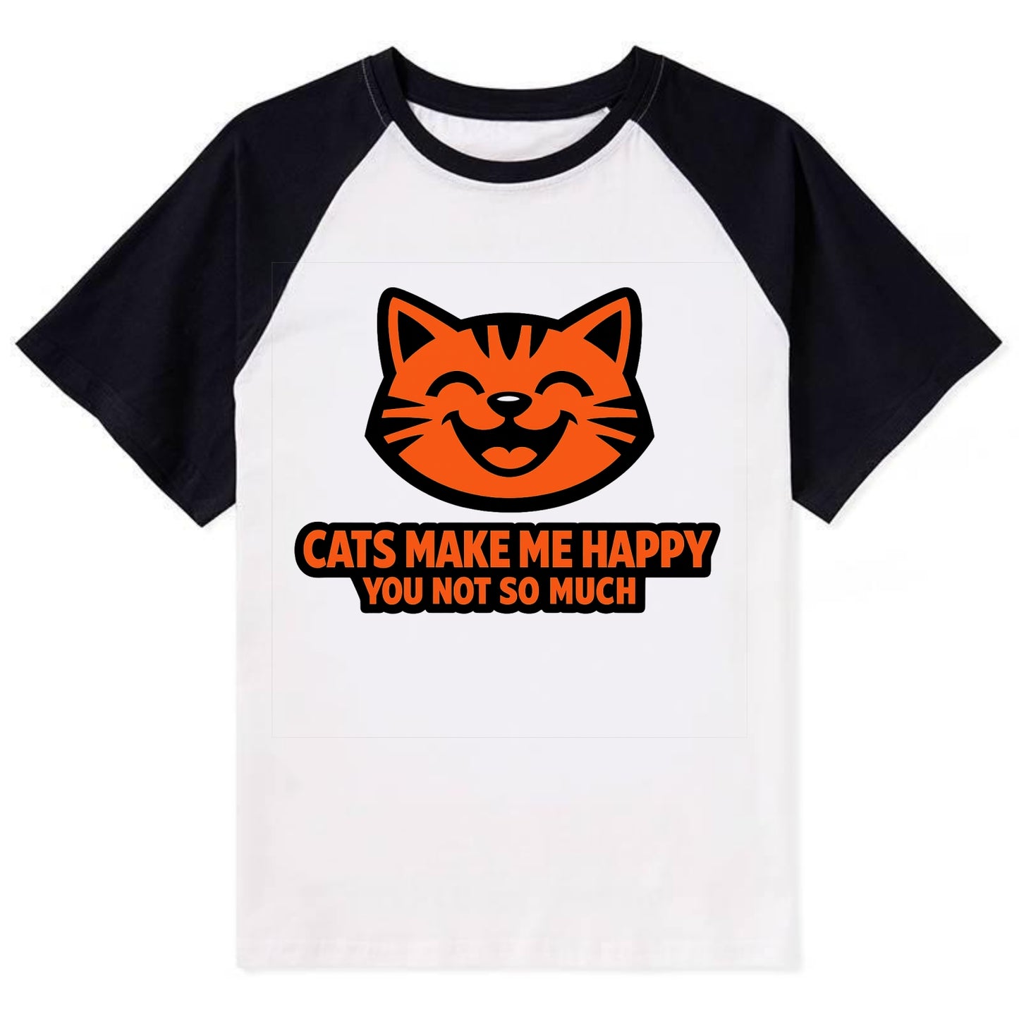 Feline Joy and Sassy Truths - Contrast Raglan T-shirt - Black