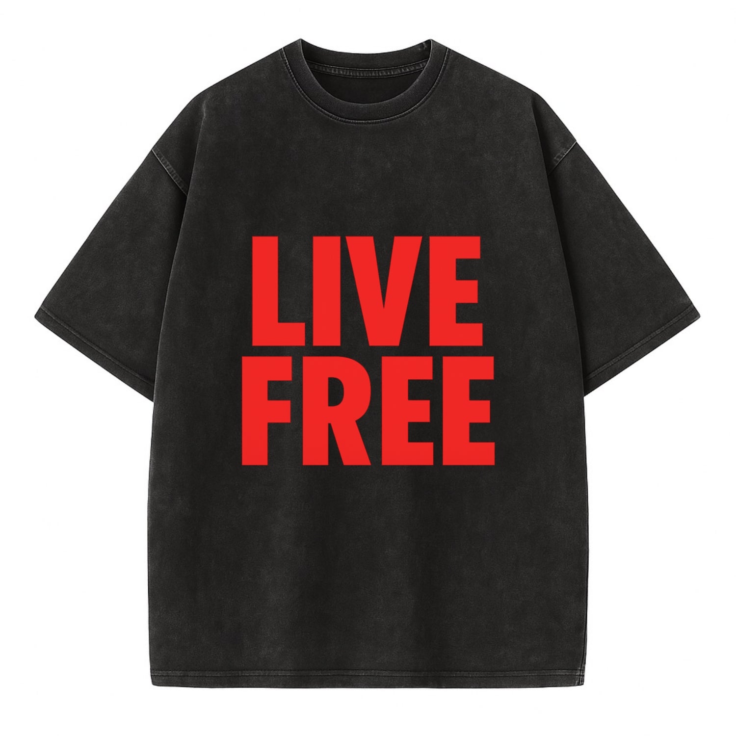 Bold typography design - "LIVE FREE" - unrestricted living - Vintage T-shirt - Black
