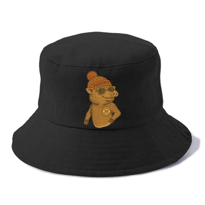 Phoenix Javelina wearing Phoenix beanie with pom pom and wayfarer sunglasses - Bucket Hat - Black