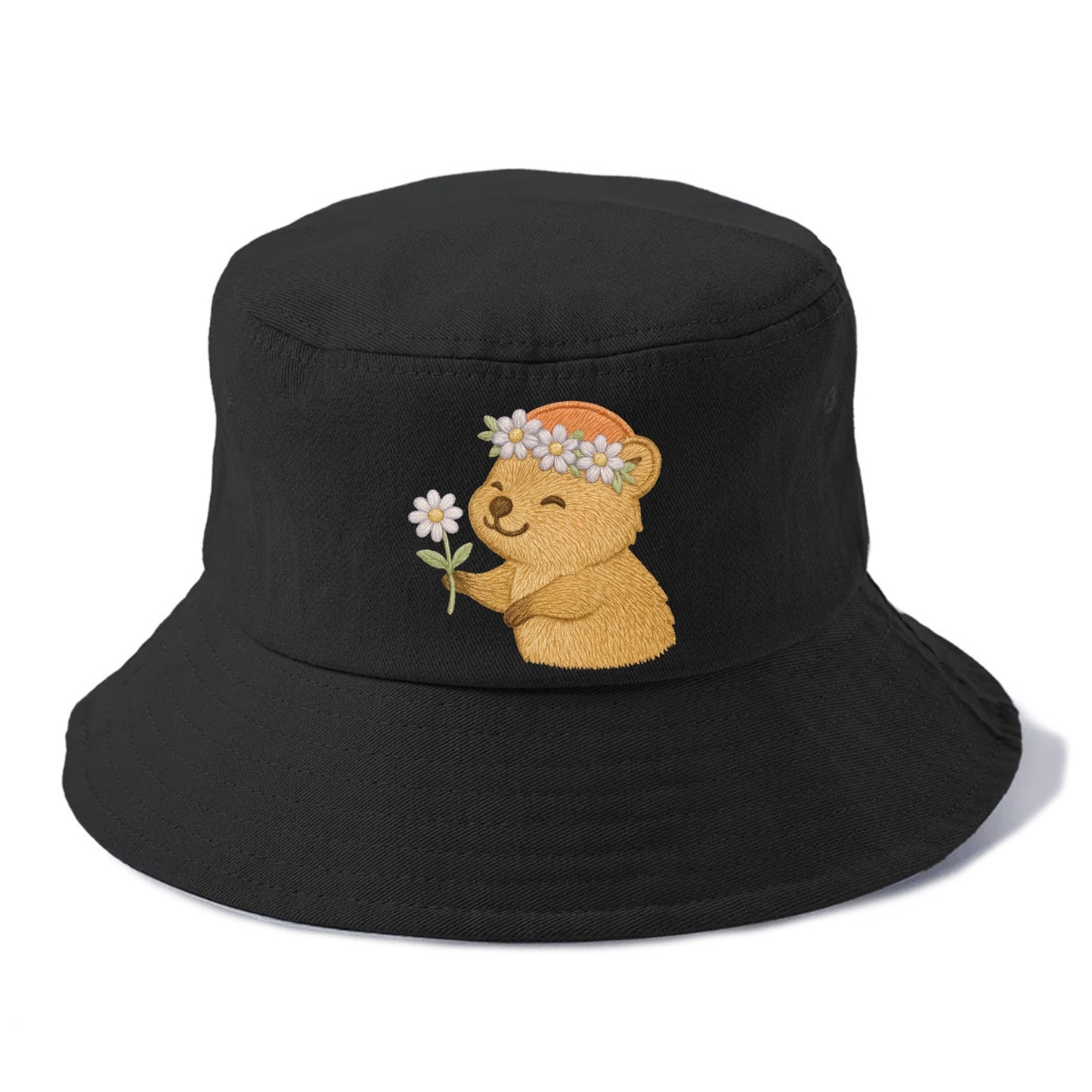 Quokka Daisy Chain - Bucket Hat - Black