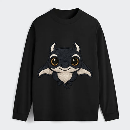 Baby Manta Ray - dark with white markings, cephalic fins, gentle eyes, - Classic Long Sleeve Shirt - Black