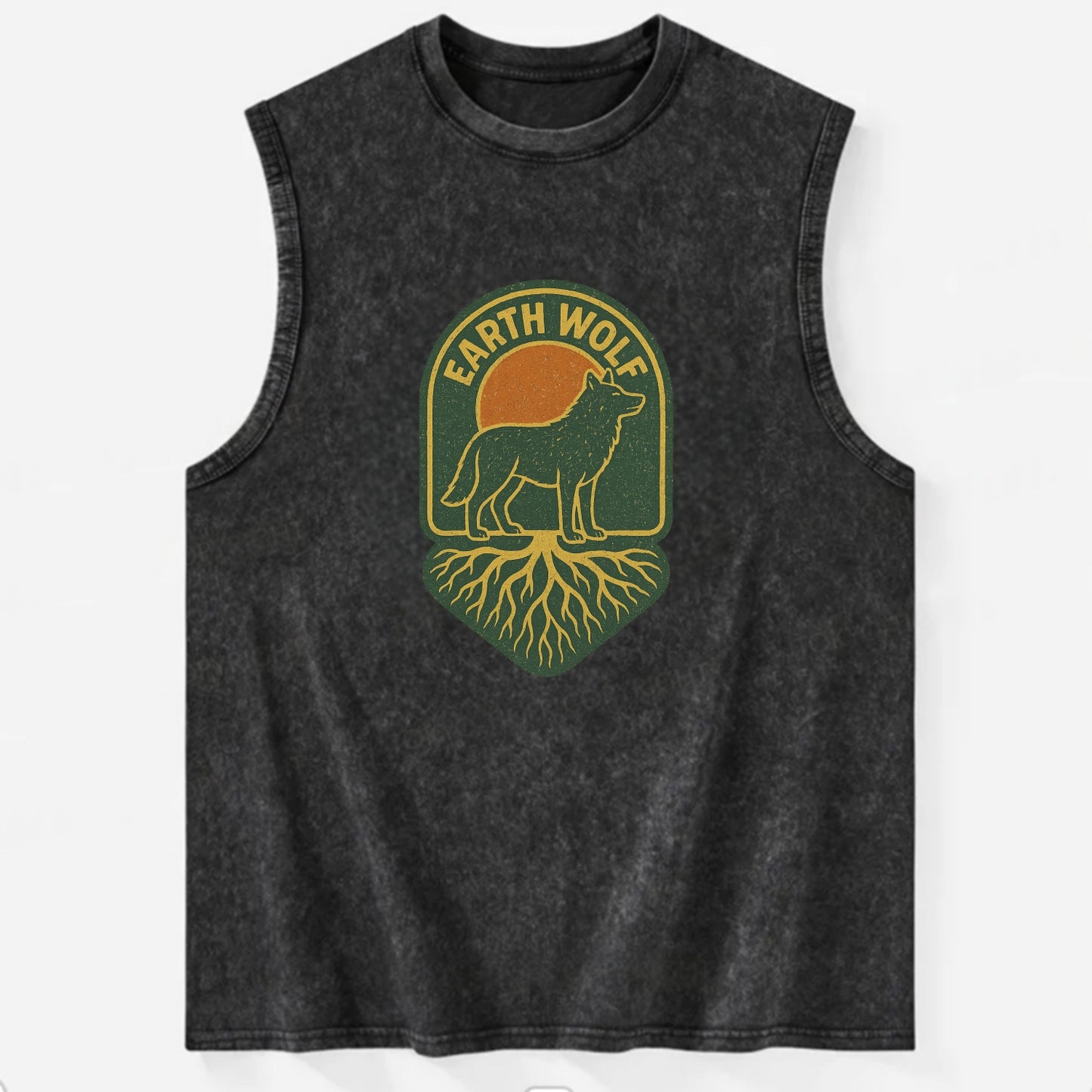 Earth Wolf Roots  - Vintage Washed Tank - Black