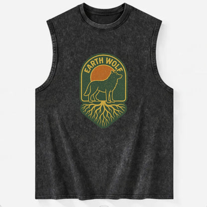 Earth Wolf Roots  - Vintage Washed Tank - Black