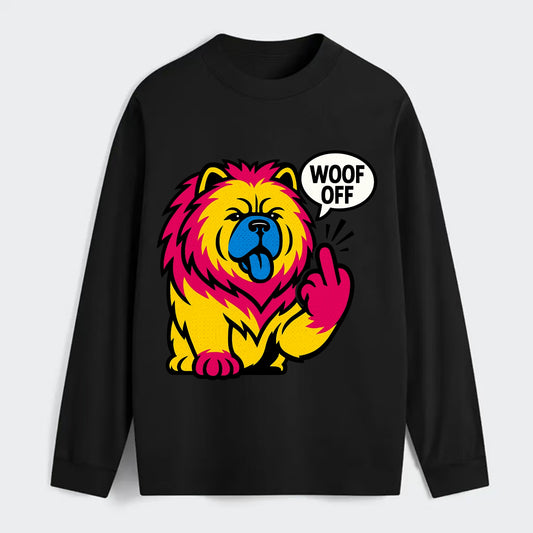 Chow Chow with lion mane and blue-black tongue, fluffy dignified paw up - Classic Long Sleeve Shirt - Black