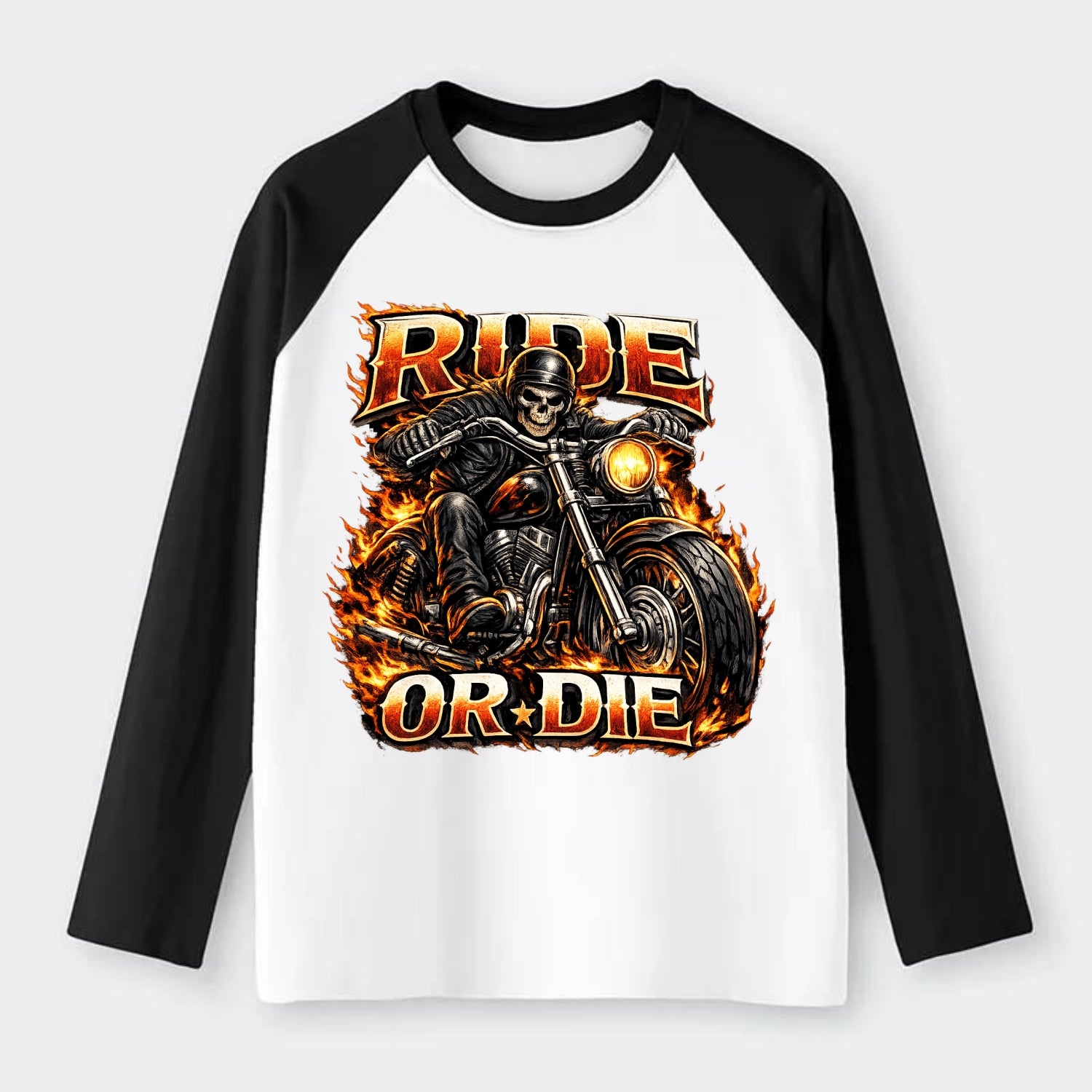 Ride Or Die - Raglan Long Sleeve T-Shirt - Black