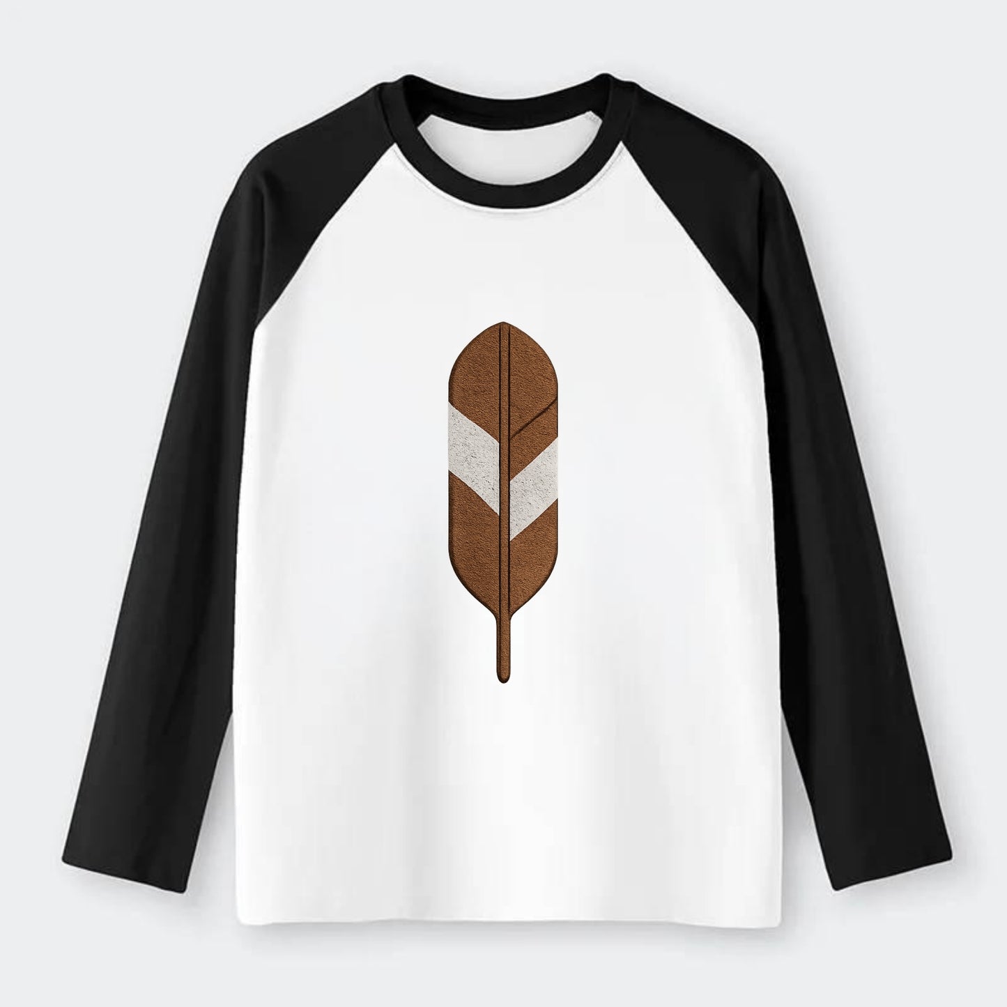 Eagle Feather  - Raglan Long Sleeve T-Shirt - Black