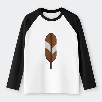 Eagle Feather  - Raglan Long Sleeve T-Shirt - Black
