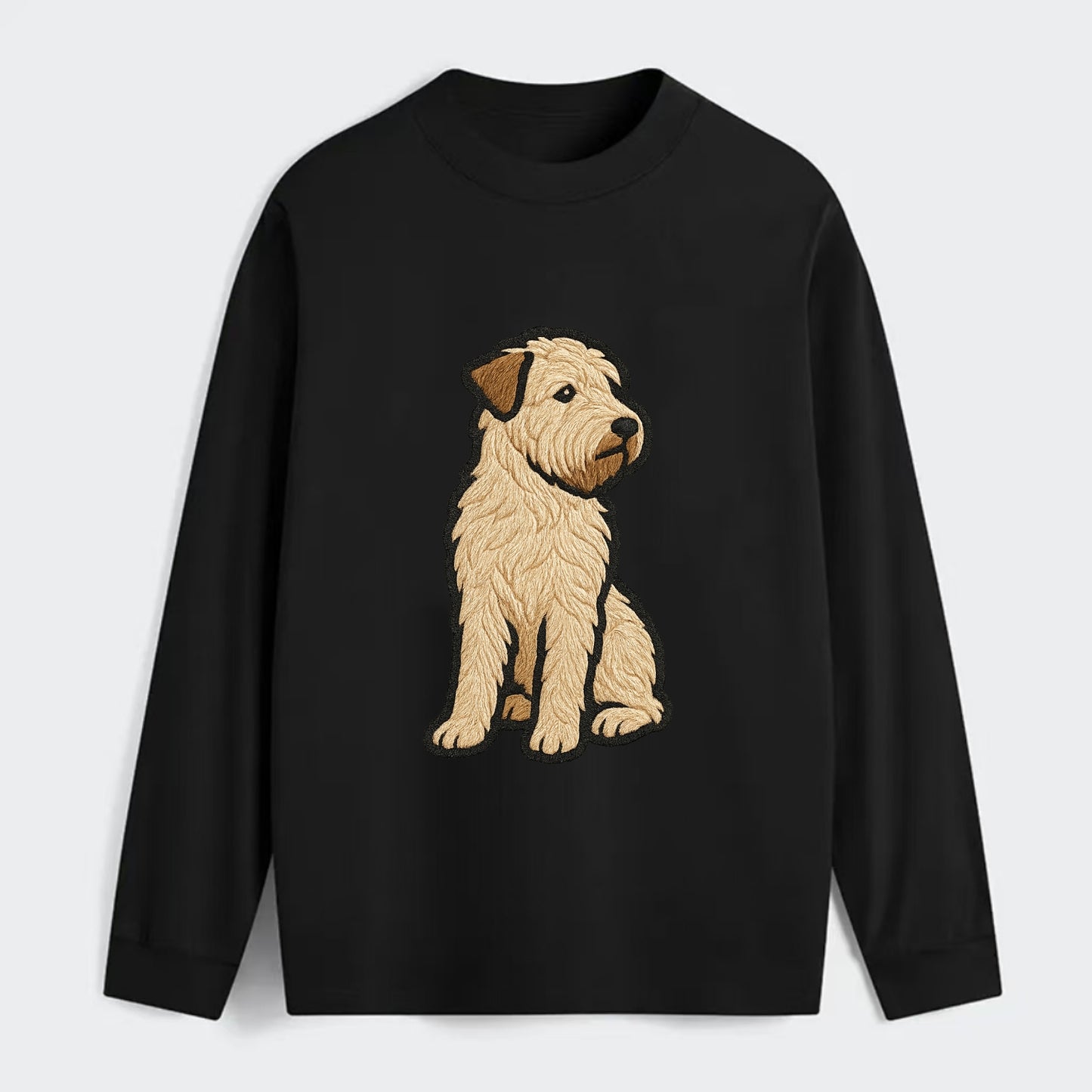 Soft Coated Wheaten Terrier - Light tan flowing coat embroidered pose - Classic Long Sleeve Shirt - Black