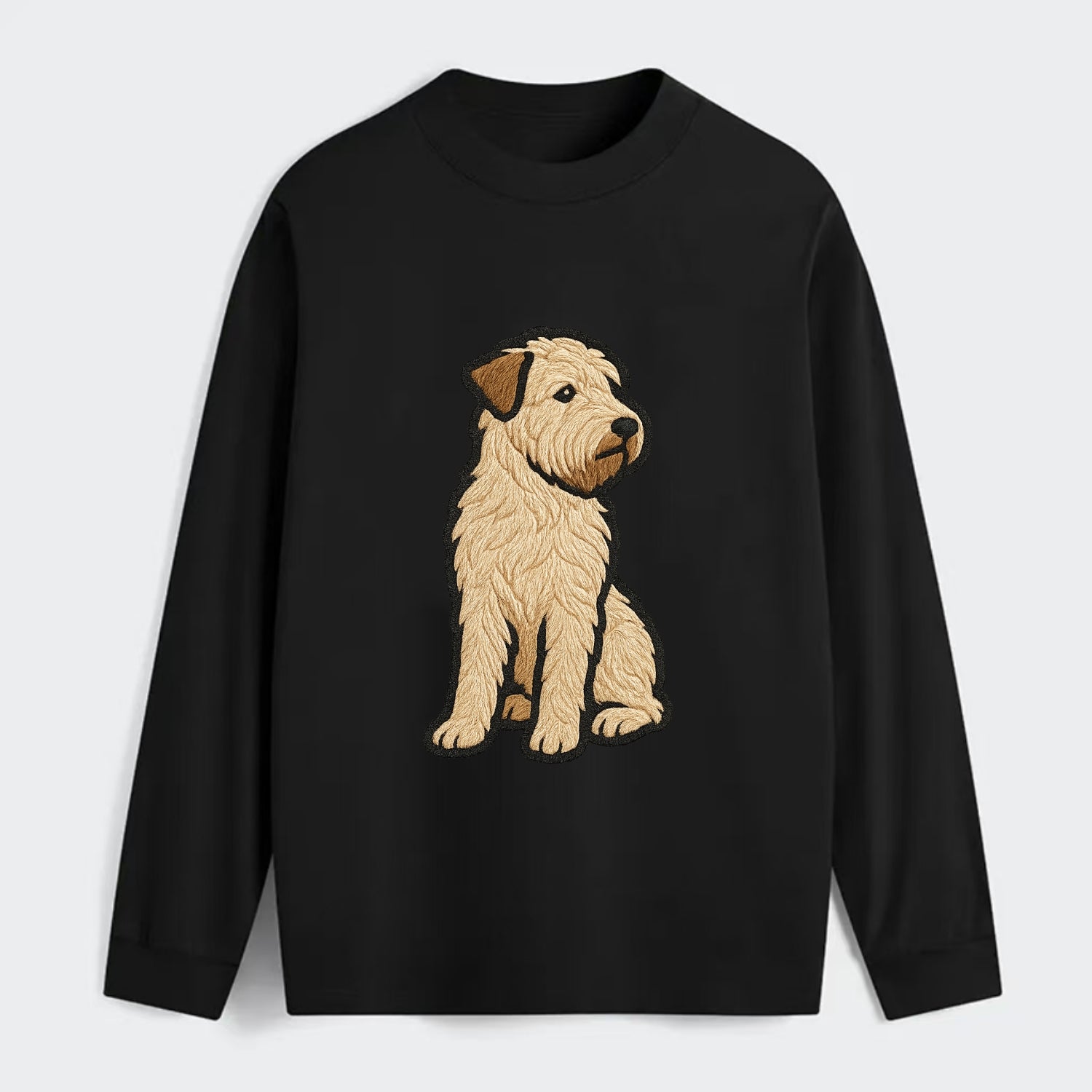 Soft Coated Wheaten Terrier - Light tan flowing coat embroidered pose - Classic Long Sleeve Shirt - Black
