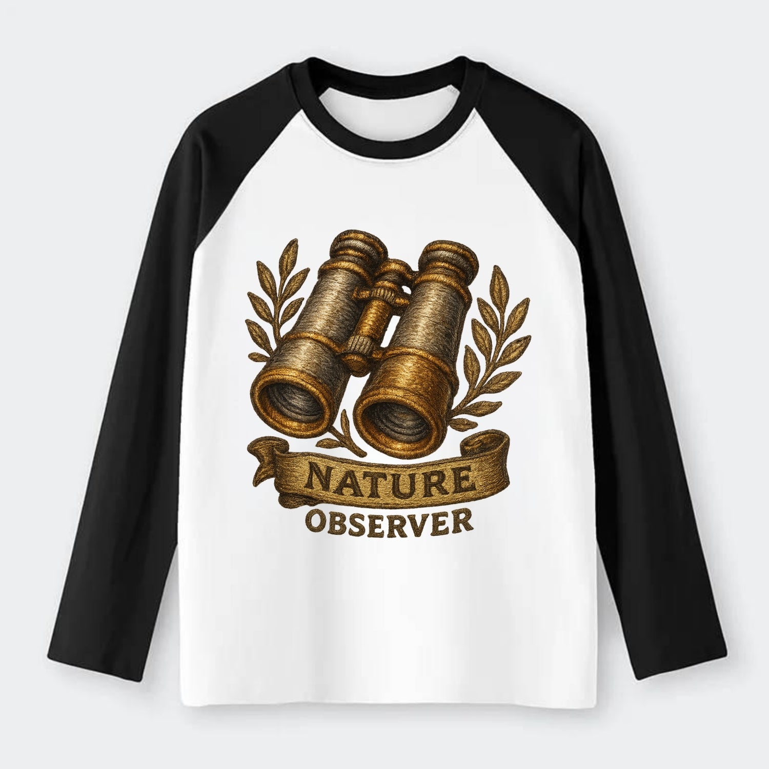 Binoculars for birdwatching - nature observer - Raglan Long Sleeve T-Shirt - Black