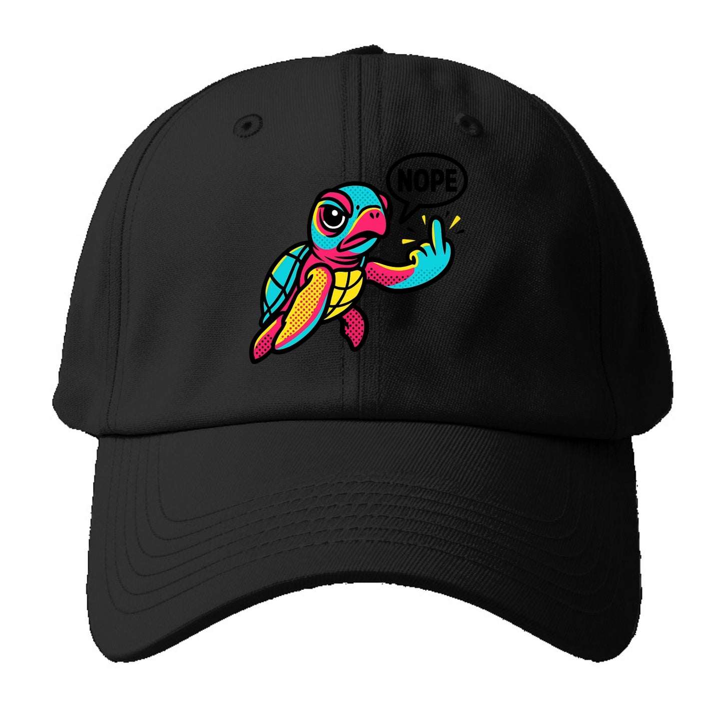 baby sea turtle swimming gracefully, one flipper extended sassily - Baseball Cap - Black