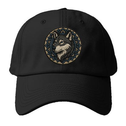 Mandala Wolf Pattern  - Baseball Cap - Black