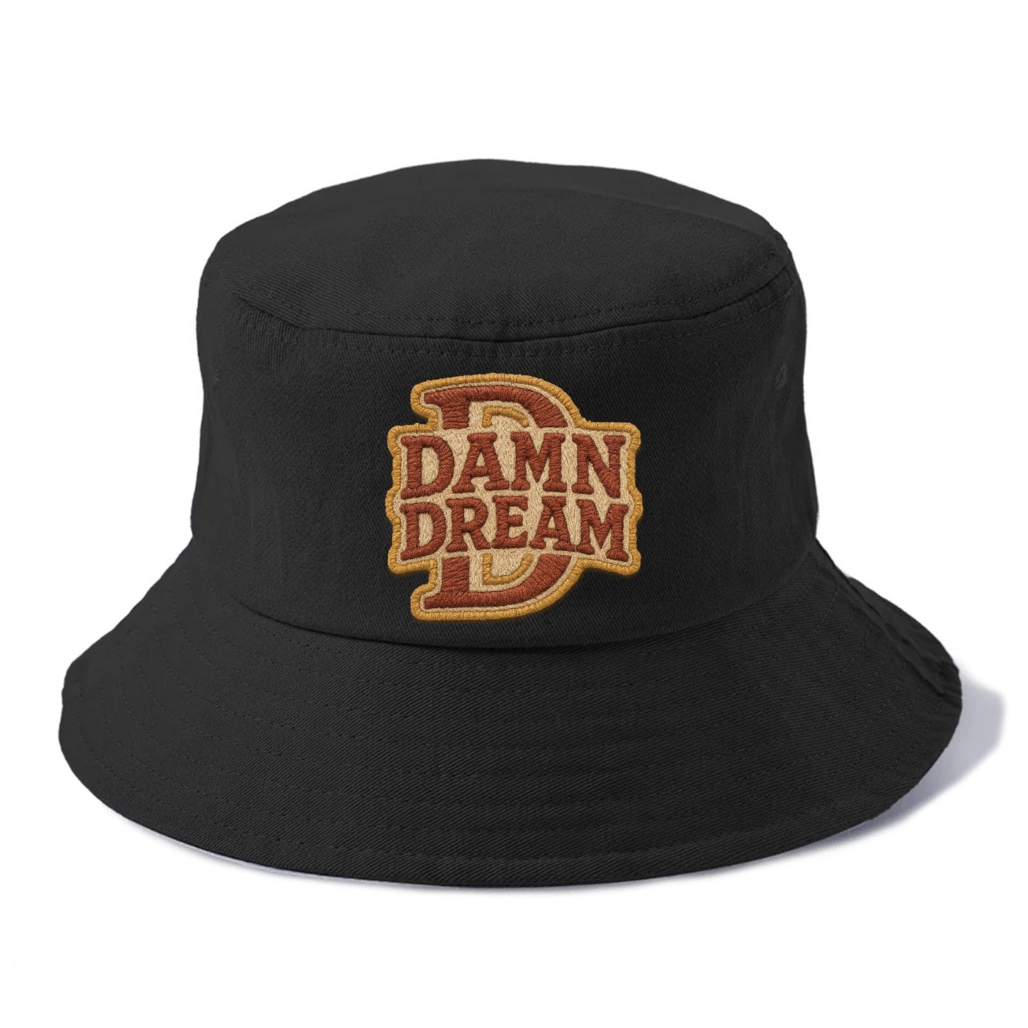 DAMN;DREAM BIG Motivational White Cap - Bucket Hat - Black
