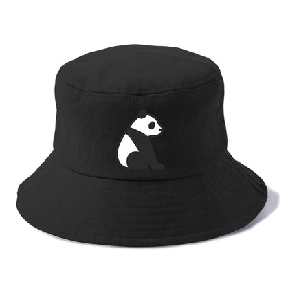 Panda - Black and white sitting pose flat side profile - Bucket Hat - Black