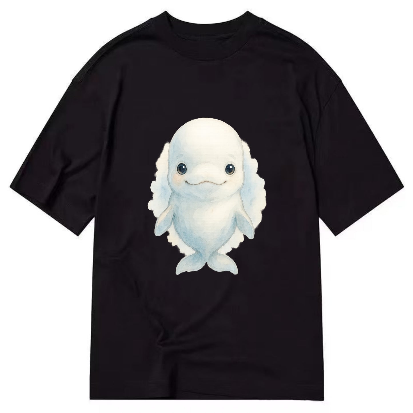 Baby Beluga Whale - pure white, rounded forehead, small eyes with big - Classic T-shirt - Black