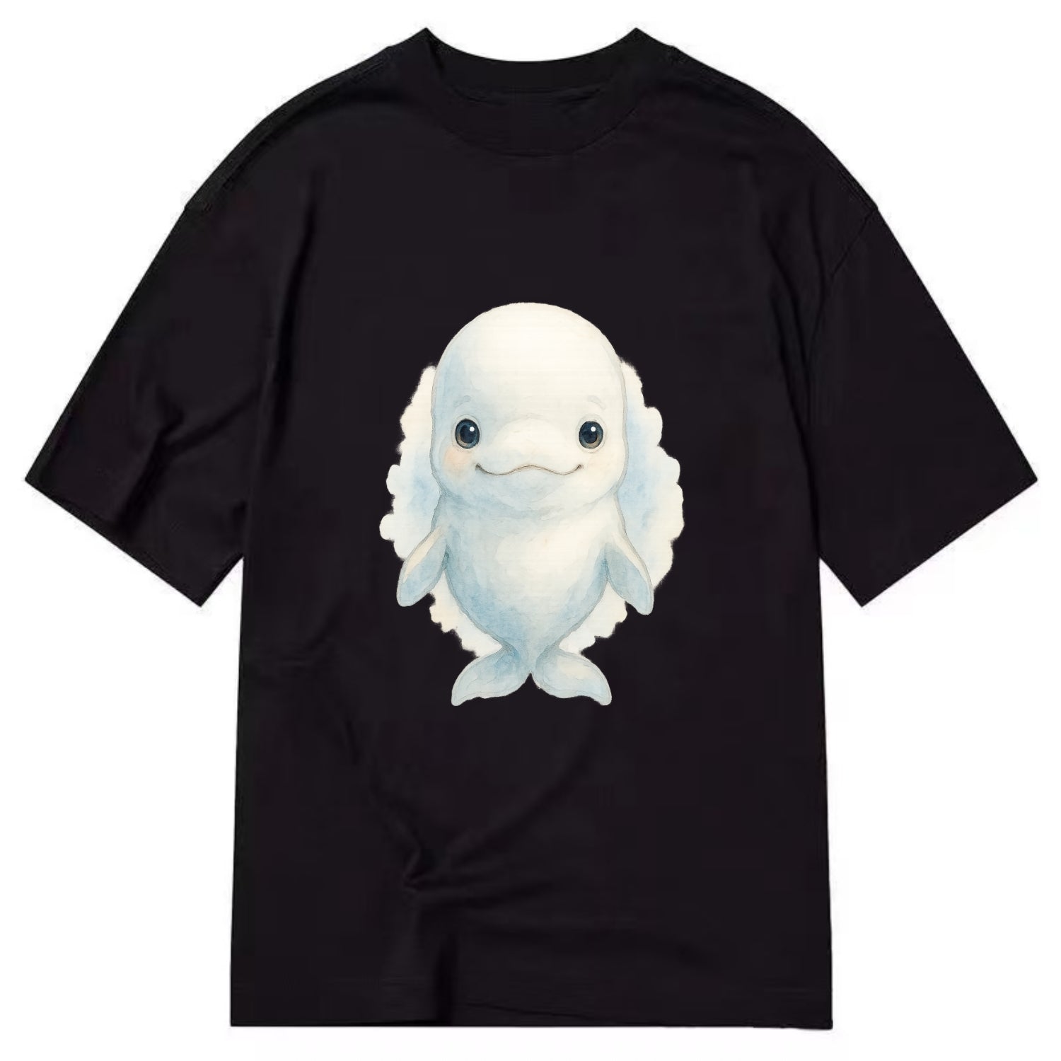 Baby Beluga Whale - pure white, rounded forehead, small eyes with big - Classic T-shirt - Black