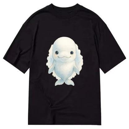 Baby Beluga Whale - pure white, rounded forehead, small eyes with big - Classic T-shirt - Black