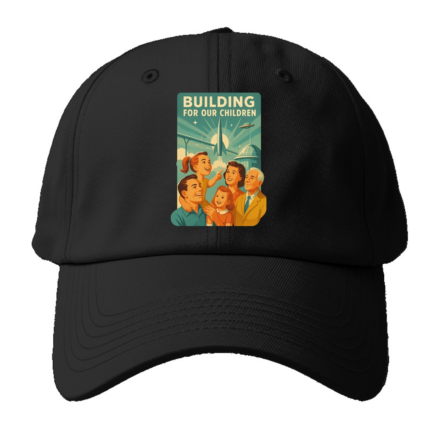 Multiple generations celebrating progress together - "Building for Our Children" - - Baseball Cap - Black