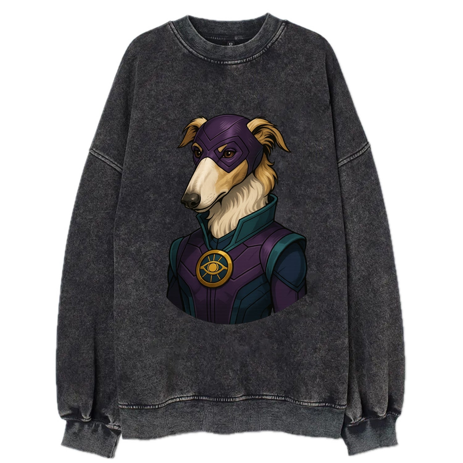 Borzoi Mystic Hero  - Vintage Sweatshirt - Black