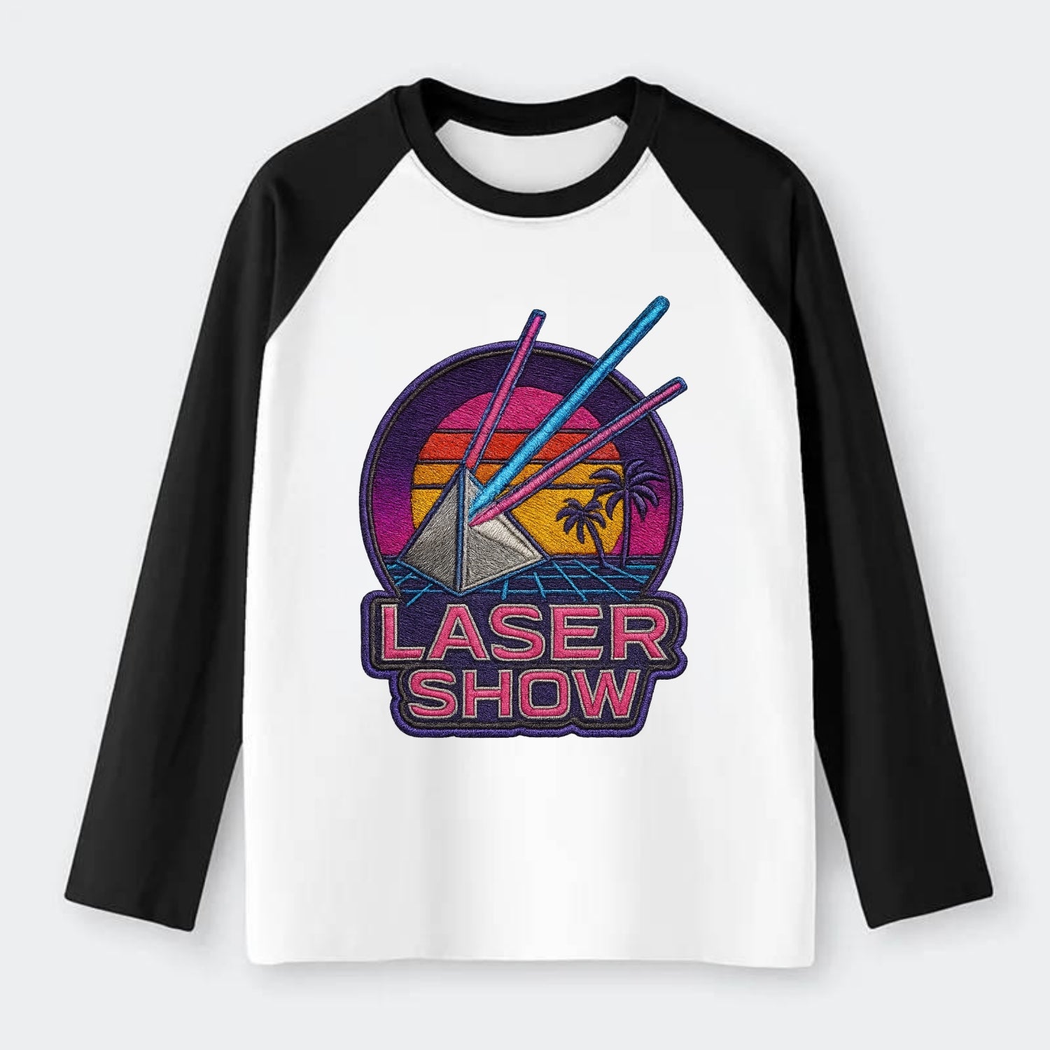 Laser Show - Raglan Long Sleeve T-Shirt - Black