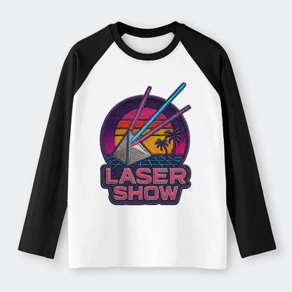 Laser Show - Raglan Long Sleeve T-Shirt - Black