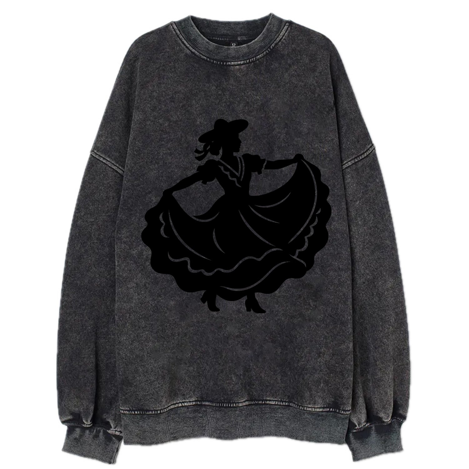 Mexican folk dancer twirling skirt - Vintage Sweatshirt - Black